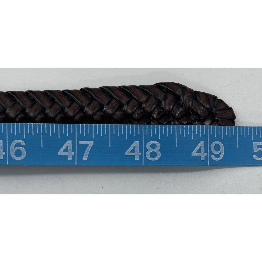 Tommy Hilfiger Braided Belt‎ Brown Leather Brushed Nickel Buckle Men's Size 42